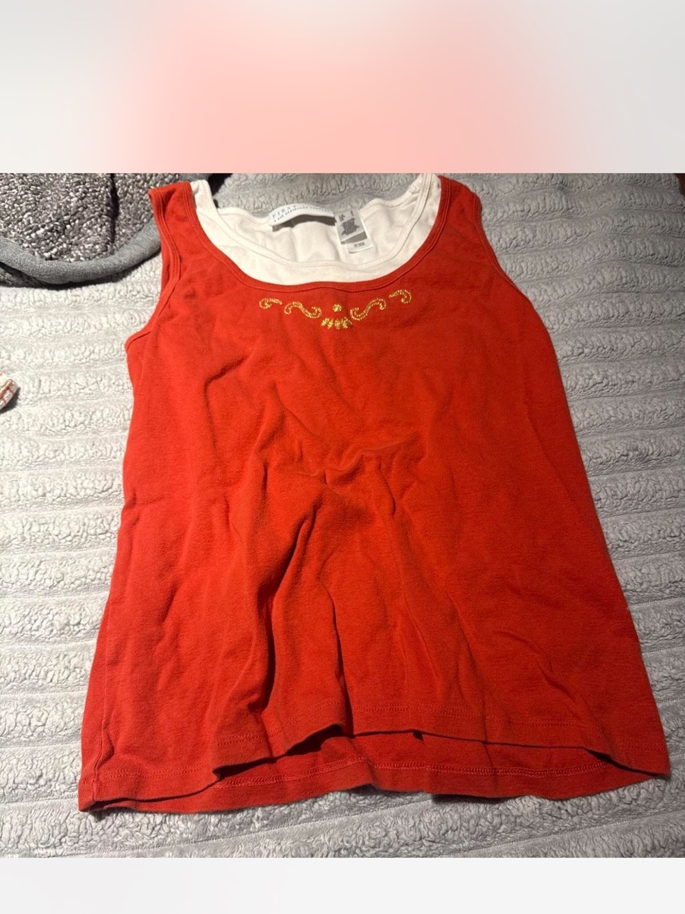 Red Embroidered Tank Top - Women's Casual Shell
